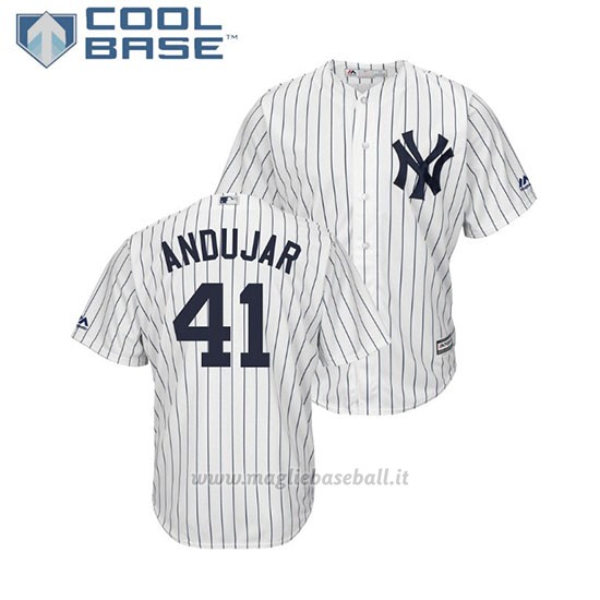 Maglia Baseball Uomo New York Yankees Miguel Andujar Cool Base 1ªReplica Bianco